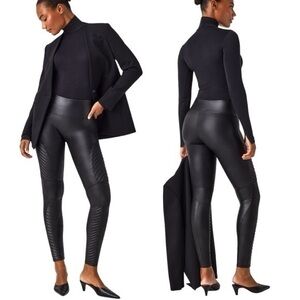 SPANX Faux Leather Moto Leggings in Very Black (Size S/P)‎